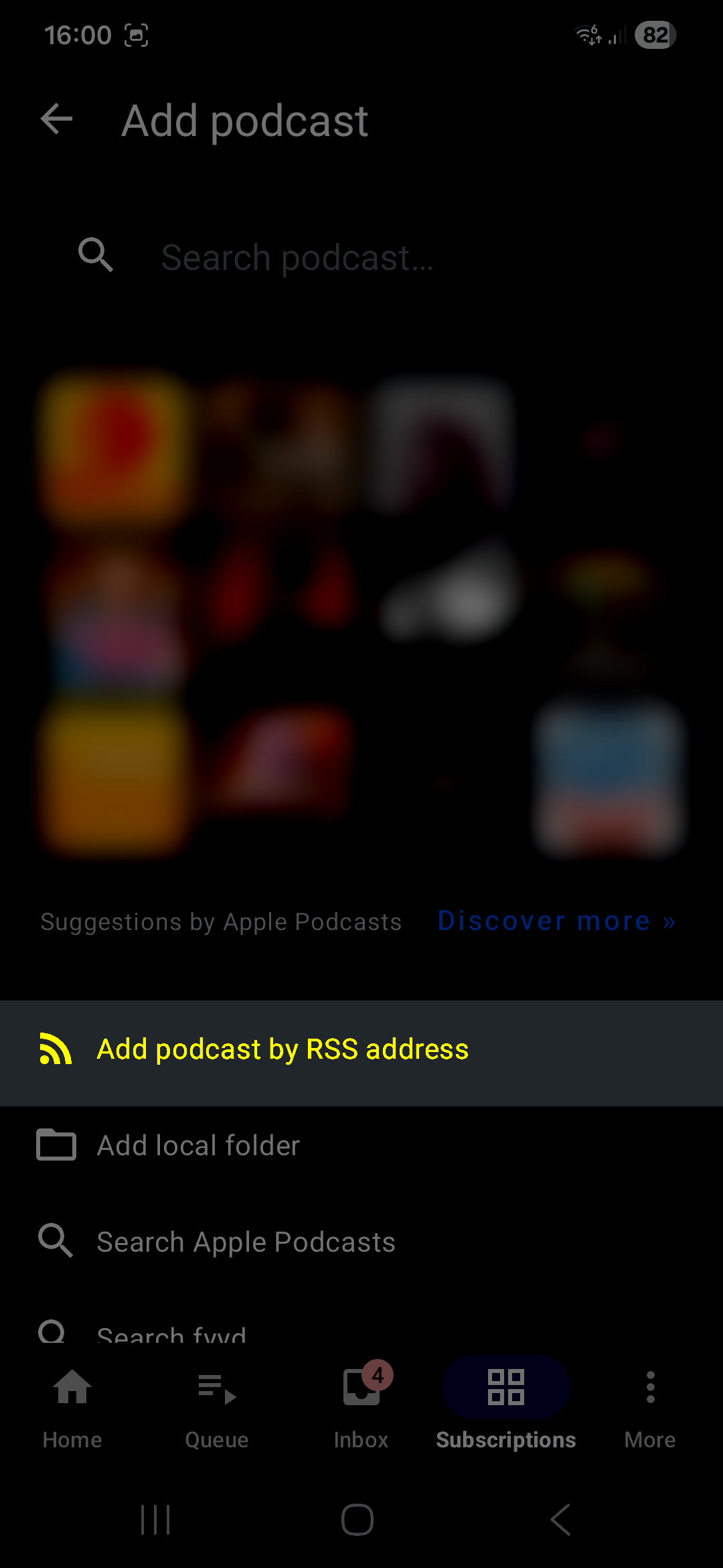 How to Add the Subscription Feed Link to AntennaPod - Step 1