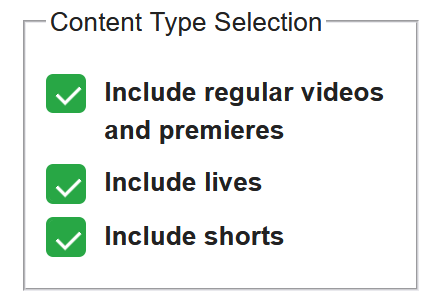 Content type selection screenshot