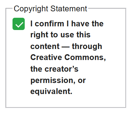 Copyright statement screenshot