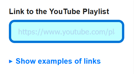 Edit box for entering the feed link