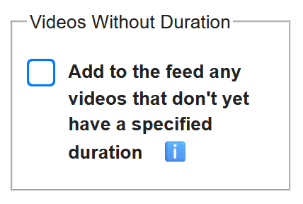 Videos without duration selector screenshot